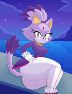 1girl artist:unknown ass ass_focus blaze_the_cat breasts colored furry hand_on_thigh huge_ass looking_at_viewer medium_breasts sonic_(series) thick_thighs water yellow_eyes // 4000x5200 // 3.7MB