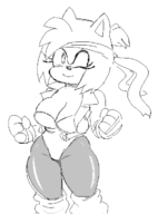 1girl amy_rose artist:2x bandana breakers cosplay pantyhose sketch sonic_(series) tia Tia_Langrey wink // 468x635 // 18KB