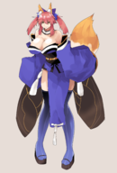 animal_ears artist:dweller1215 fate_(series) huge_breasts kimono pink_hair tamamo-no-mae thigh_highs tial // 2125x3127 // 1.9MB