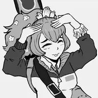 1girl artist:unknown battle_cats monochrome parody ponytail pose sakura_sonic solo tongue // 1080x1080 // 393KB