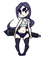 1girl artist:anaugi chubby colored drawthread-tan long_hair pen tights // 800x940 // 134KB