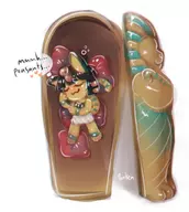 1girl animal_crossing animal_ears ankha artist:panken blue_hair colored heart sarcophagus short_hair sleep tail text thought_bubble // 917x1023 // 245KB