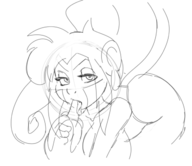1girl banana furry lewd lineart monkey_shantae shantae shantae_(series) // 1291x1117 // 302KB