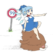 1girl artist:harrace cirno piloswine pokemon running touhou // 919x961 // 247KB