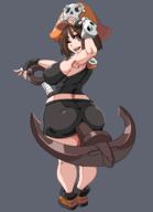 1girl anchor armpit artist:bard-bot brown_eyes brown_hair colored guilty_gear hat looking_back may thick_thighs wink // 1407x1948 // 507KB