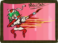 1girl blue_eyes colored dabbing green_hair marina_liteyears mischief_makers text // 1198x886 // 469KB