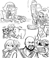 anahita artist:aipiepo donkey_kong_(series) funky_kong heqet idolm@ster kumatora lineart mother_(series) mother_3 shin_megami_tensei shin_megami_tensei_strange_journey syuko_shiomi // 1000x1200 // 730KB