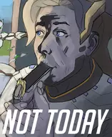 1boy 1girl angela_ziegler blizzard colored genji genji_shimada gun mercy overwatch parody suicide text // 1638x2000 // 983KB