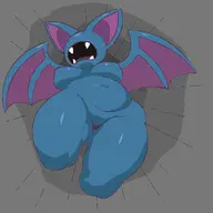 1girl anthro artist:unknown bat_wings belly breasts claude_plays_pokemon colored crotch featureless_crotch furry huge_breasts navel open_mouth pokemon spread_wings thick_thighs tummy wings zubat // 600x600 // 63KB