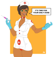 1girl artist:pm_draws cleavage colored maria_torres nurse syringe text trauma_center trauma_team // 1913x2000 // 484KB