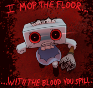 1girl artist:marielx blood brush colored dandy's_world looking_at_viewer maid maid_outfit roblox simple_background text tisha twisted_toon_(dandy's_world) // 841x794 // 737KB