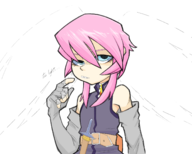 1girl alternate_hairstyle artist:coolstylefag blue_eyes colored elbow_gloves gloves pink_hair presea_combatir tales_of_(series) tales_of_symphonia text // 1497x1203 // 601KB