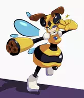 1girl artist:lisden blue_eyes colored honey_woman mega_man_(series) mega_man_9 robot robot_girl robot_master wink // 855x1000 // 321KB