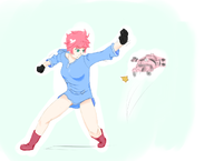 1girl artist:unknown colored fighting hit kumatora mother_(series) mother_3 pigmask // 1243x937 // 365KB