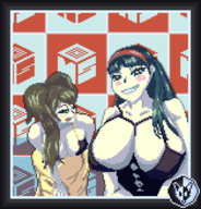 2girls artist:yuushiopixels persona persona_4 pixel_art rise_kujikawa yukiko_amagi // 628x656 // 15KB