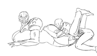 1boy 1girl artist:scorndude dark_samus huge_breasts metroid_prime nipples nude rimjob scorn scorn_guy // 4125x2354 // 994KB
