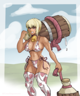 1girl artist:degeneratecorp2 bikini cowprint fire_emblem fire_emblem_fates leggings rinkah // 2500x3000 // 2.5MB