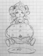 1girl artist:kujalla fat final_fantasy final_fantasy_xiv nanamo_ul_namo traditional_medium // 1771x2261 // 859KB