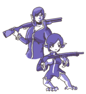 artist:kking64 castlevania castlevania_portrait_of_ruin gun lerajie monster_girl rifle // 550x600 // 133KB