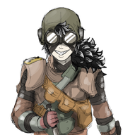 1girl apex_legends black_hair bloodhound colored goggles grin knife rule_63 sharp_teeth // 963x1062 // 781KB