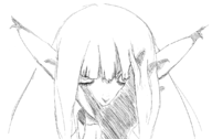 1girl artist:piopoi elf hand_on_head hunkelberg looking_at_viewer metaphor_refantazio monochrome sketch stare // 1102x722 // 224KB