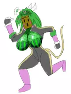 1girl blaster_master blaster_master_zero blaster_master_zero_2 blush colored flower green_hair kanna pose tail // 600x800 // 156KB