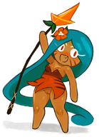 1girl :D artist:2x colored cookie_run no_background pussy pussy_peek smile smiling spear standing tiger_lily_cookie upskirt // 773x1071 // 441KB