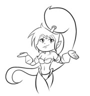 artist:anaugi genie monochrome shantae shantae_(series) shrug // 3454x3690 // 820KB