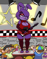 1girl anthro artist:bonitanon bonnie colored female five_nights_at_freddy's fnaf genderbend girl guitar huge_breasts rabbit rule_63 text // 613x768 // 383KB
