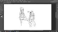 1girl crossover feet huniecam_studio kick lailani mega_man_(series) mega_man_x ponytail sketch skirt text vile wip // 1366x768 // 131KB