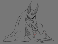 1boy 1girl artist:thekingofsorrow eye_torture eyes lineart nyafia palworld pinned_down torture // 1463x1107 // 329KB