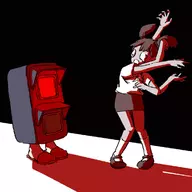 2girls artist:pantsu-ripper black_hair colored madotsuki monoko tear twintails yume_nikki // 1187x1187 // 368KB