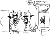 3boys artist:unknown clone crash_bandicoot_(series) dr._neo_cortex garyc.me high_five meme monochrome nigger sketch smile smiling text // 800x600 // 8.7KB