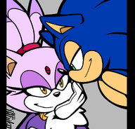 1boy 1girl artist:unknown blaze_the_cat colored colorist:miqotefag green_eyes smug sonic_(series) sonic_the_hedgehog third-party_coloring yellow_eyes // 700x670 // 251KB