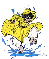 artist:loe colored makoto puddle rain raincoat street_fighter // 515x626 // 224KB