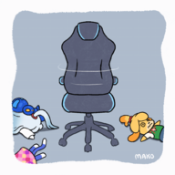 1boy 4girls angela animal_crossing animated artist:mako chair chronoa dizzy dragon_ball dragon_ball_xenoverse isabelle lobotomy_corporation mega_man mega_man_(series) // 1000x1000 // 394KB