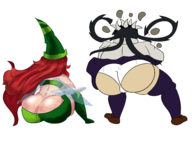 2girls artist:unknown ass betilla filia panties rayman_(series) skullgirls upskirt // 2400x2000 // 928KB