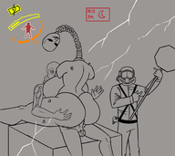 1girl 2boys artist:scorndude ass coil_head employee lethal_company scorn sex traffic_sign // 1828x1630 // 484KB