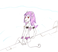 1girl artist:boneyt ass bikini colored fire_emblem fire_emblem_awakening horns long_hair looking_at_viewer looking_back lucina pool purple_hair red_eyes sitting succubus tail tongue traditional_medium wings // 1550x1387 // 688KB