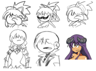 1boy 1girl artist:lunaticsoda collage devil_survivor devil_survivor_2 doodle hedon hibiki_kuze holy_knight_ricca horns mustache ricca tongue // 4335x3207 // 2.4MB