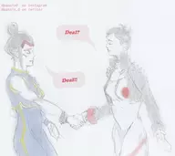 2girls artist:panain0 chun-li cosplay fortnite outfit_swap street_fighter takara // 1925x1712 // 1.3MB