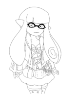 1girl inkling inkling_girl lineart pointy_ears smile splatoon // 1388x1685 // 303KB