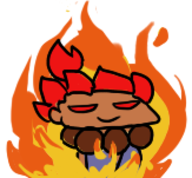 1boy akuma artist:ssshuckle brown_skin burning chibi dark_skin fire red_hair street_fighter street_fighter_v // 163x151 // 19KB