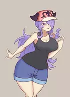 1girl anime artist:georgezero camilla colored cosplay fire_emblem hat kobayashi-san_chi_no_maid_dragon long_hair miss_kobayashi's_dragon_maid purple_eyes purple_hair quetzalcoatl shorts wide_hips // 2027x2805 // 1.4MB