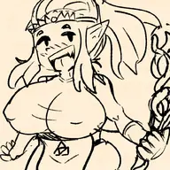 1girl artist:strugglingquota blush breasts dress echoes_of_wisdom holding_object huge_breasts monochrome nipples nipples_visible_through_clothing princess_zelda sketch smile smiling staff the_legend_of_zelda tongue // 1000x1000 // 910KB