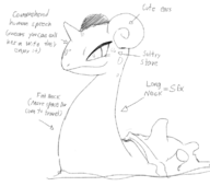 1girl artist:unknown description female feral lapras pokemon sketch text // 775x685 // 138KB