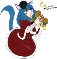 animal_ears animated artist:unknown burger catgirl christmas colored colorist:miqotefag eating final_fantasy food hat lineart miqo'te solo tail text // 964x986 // 628KB