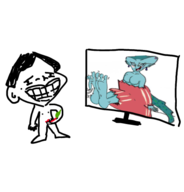 1boy 1girl artist:unknown edit feet nude princess_ruto television what // 459x480 // 82KB