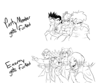 2girls 6boys angelo artist:grey erdrick hero_(dragon_quest_iii) hero_(dragon_quest_viii) jessica martial_artist:meme sage_(dragon_quest) text warrior yangus // 1332x1151 // 392KB