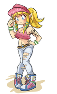 artist:massivetilesale baseball_cap blonde_hair colored hi-tops hoodlum ponytail princess_zelda skyward_sword sneakers tattoo text the_legend_of_zelda // 619x1008 // 314KB